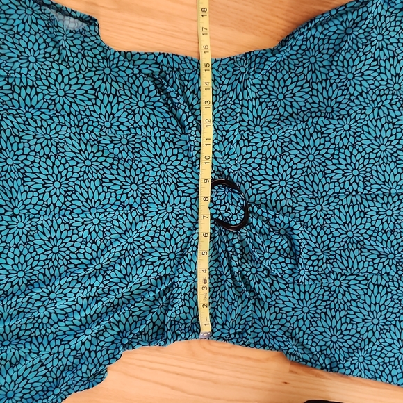 Vintage Black and Teal Floral Dress - Picture 6 of 7
